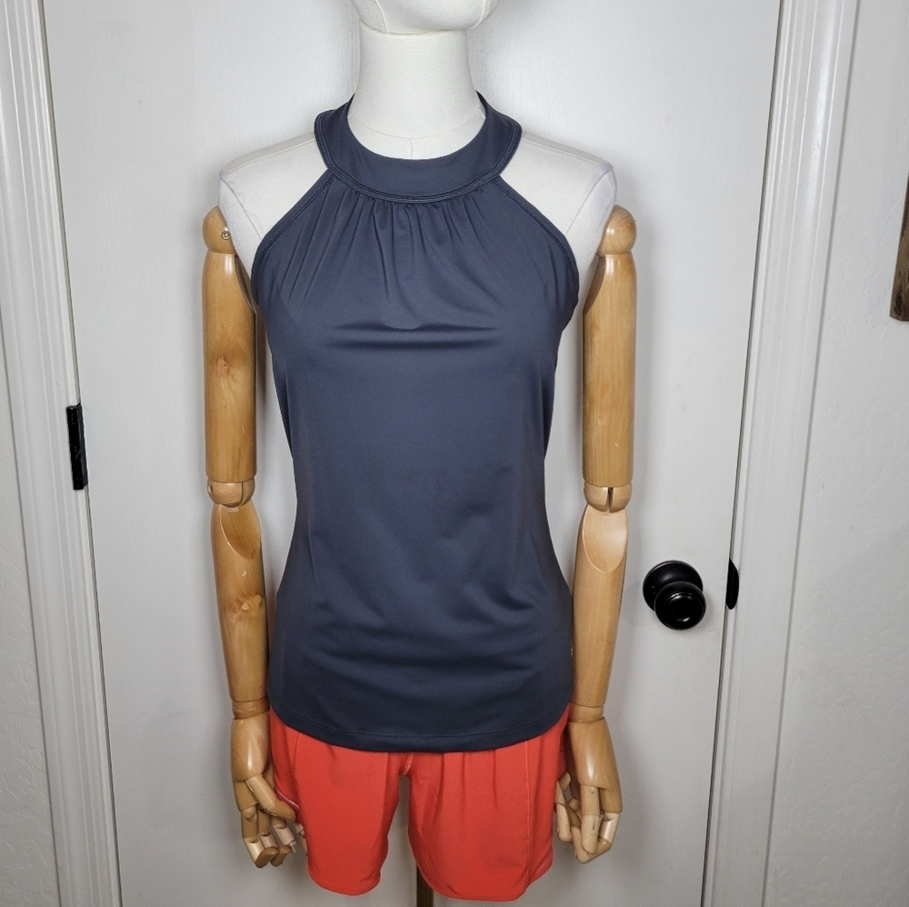 Athleta Gray 1/4 Zip Sleeveless Tank Top Size Small